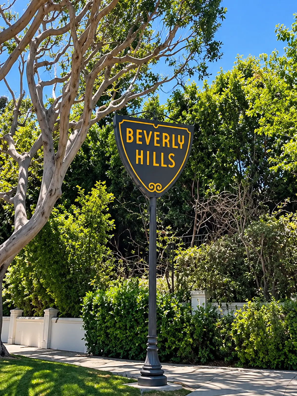 Znak Beverly Hills przy ulicy w Kalifornii
