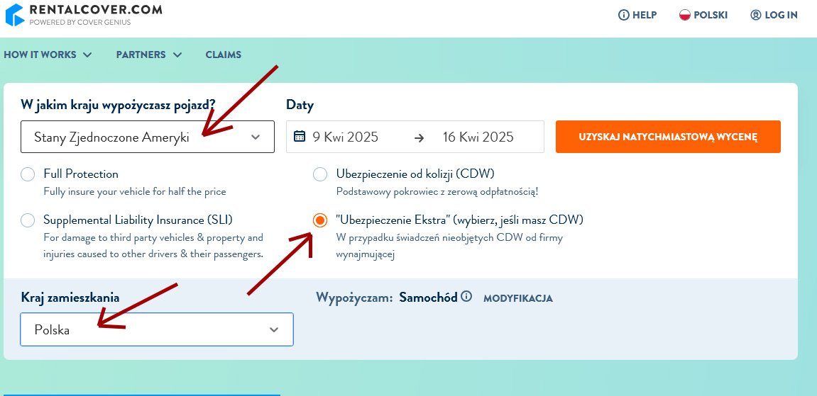 Dodatkowe ubezpieczenie w USA samochodu